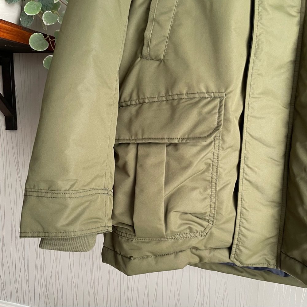 Gap Men’s Olive Green Winter Parka Cold Control Max Snorkel Coat Size Large - Picture 7 of 16